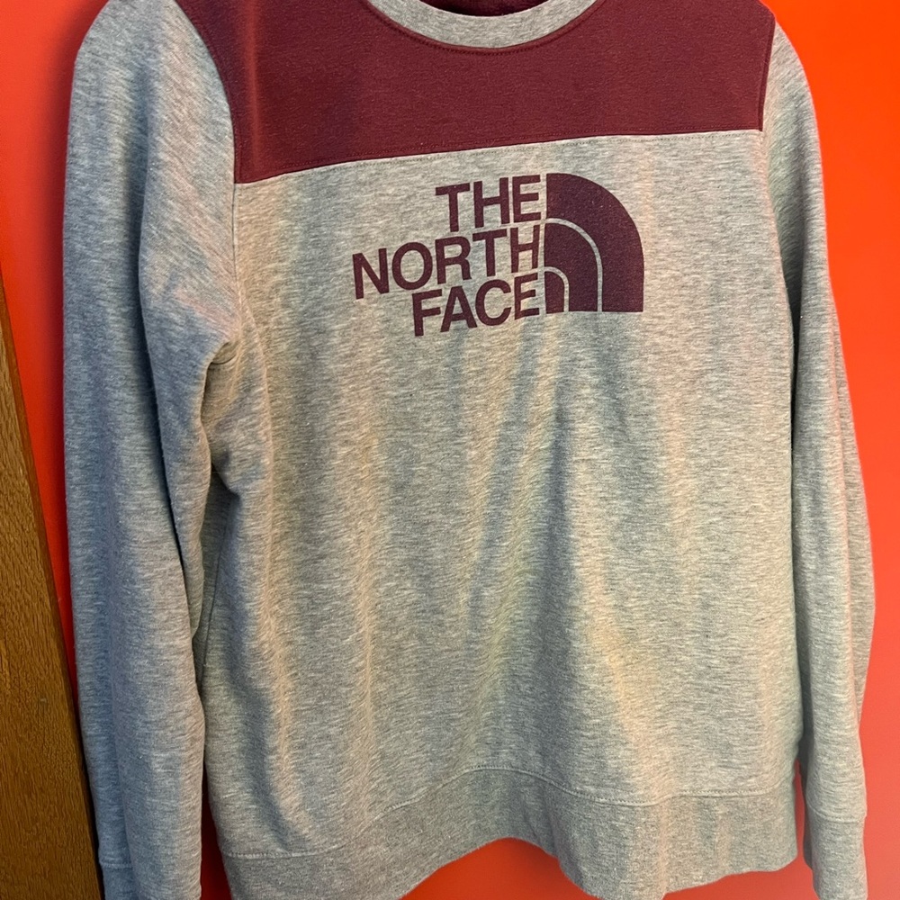 Large, North Face sweatshirt. Gray